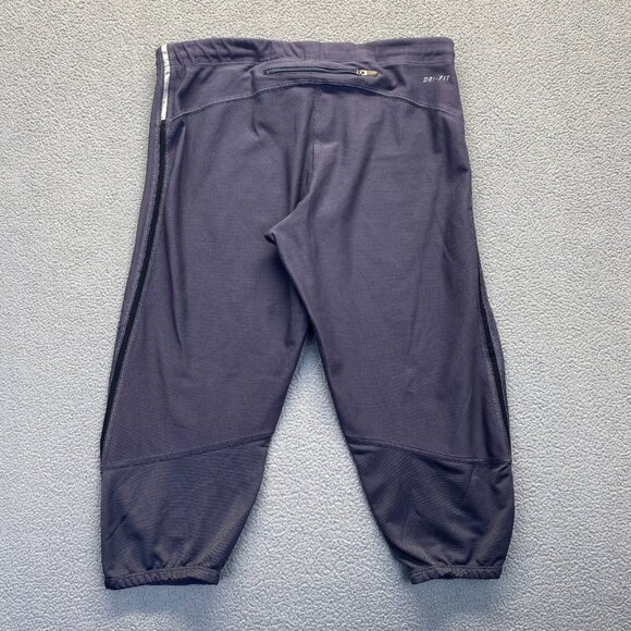 Nike Womens Dri FIT Running Training Capri Cropped Gray Leggings Size M,Pocket - Picture 2 of 15